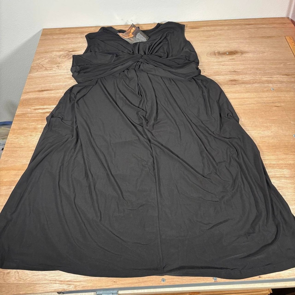 IMAN Global Chic Black Twist Front Sleeveless Maxi Dress Plus Size 2X NWT